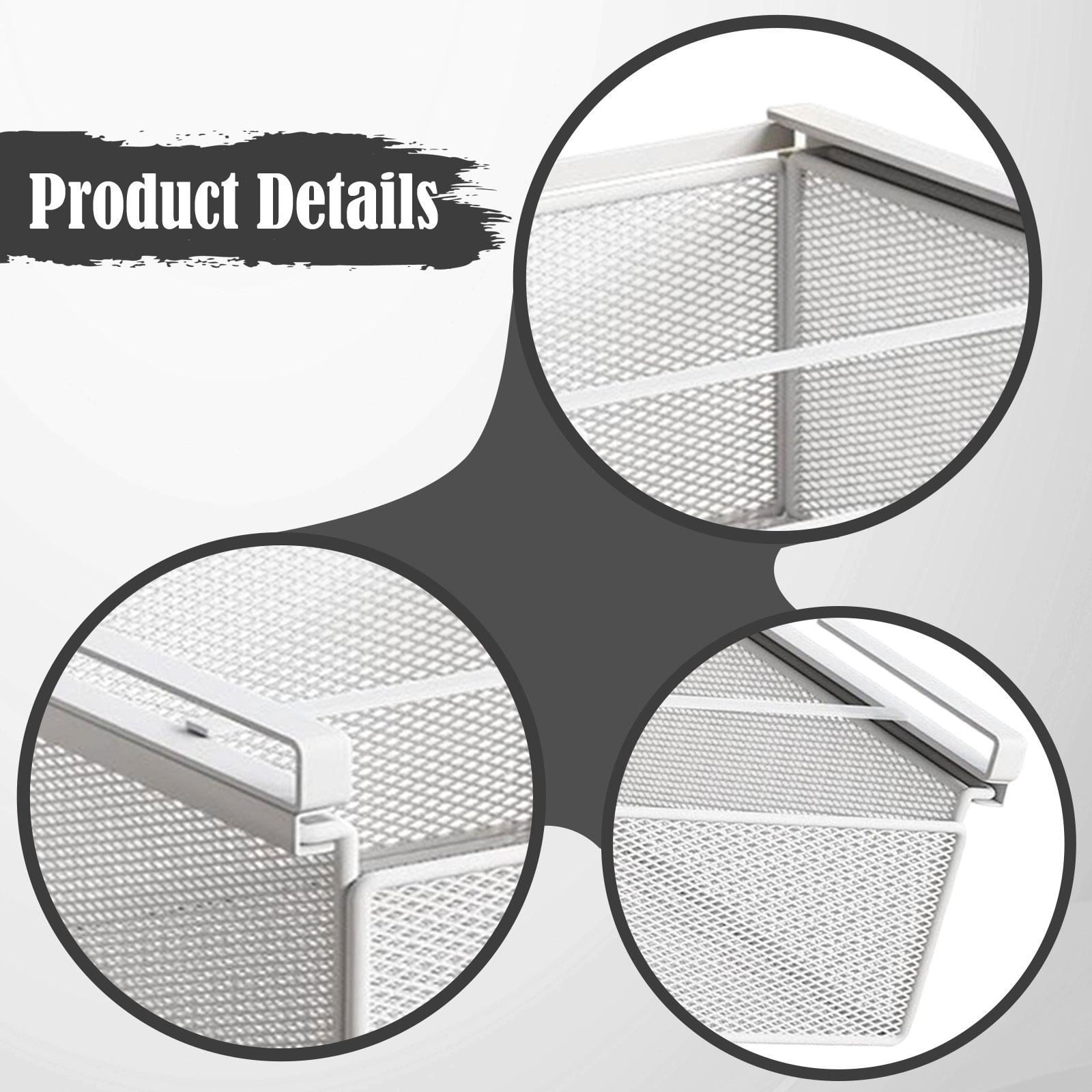 Baoblaze Removable Under-Shelf Storage Basket, Hanging Under-Desk Organizer, Drawer Tray, White