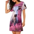 thumbnail image 2 of Daiia Flower Field Cow Print Women's Nightshirt Soft Nightgowns for Women Short Sleeve dress Short-sleeved Sleepwear, 2 of 6
