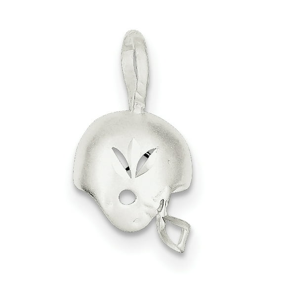 Beautiful Sterling Silver Satin Diamond Cut Football Helmet Charm