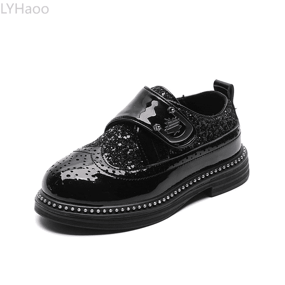 LYHaoo Elegant Boys Classic Style Shoes With Details And Easy Hook And Loop Closure For Stylish Performances Sizes 10.5 Little Kid Black(4-4.5 Years)