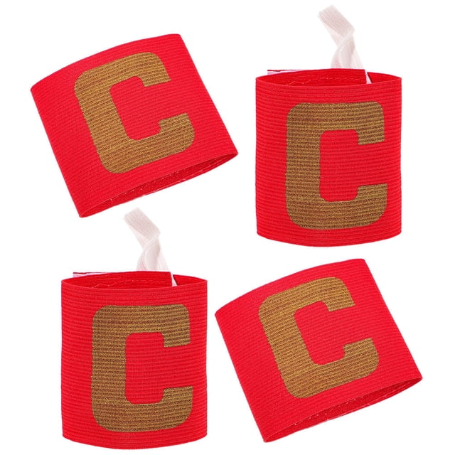 LOLIPPYY 4 Pcs Brassards de Capitaine de Soccer Réglables Rouge Polyester Confortable Bande de Sport d'Équipe
