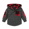 thumbnail image 4 of Toddlers Baby Girls Boy Long Sleeve Plaid Hoodie Top Pants Outfit with Pocket Fleece Clothes, 4 of 7
