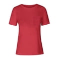 thumbnail image 4 of Women's Solid Color Short Sleeved Round Neck Casual Loose T Shirt Top 2 Space Shirt Womens Long Sleeve Tees Long Sleeve T Shirt Tee Women Tops Summer Large Womens T Shirts Casual Running Tops Womens, 4 of 4
