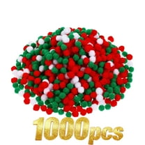 Kumdkd 1000PCS 1.5cm Christmas Pom Poms Bulk, Red Green White Soft Fluffy Decorative Balls for DIY Crafts, Holiday Tree Ornaments, Kids Craft Projects, Festive Party Decorations