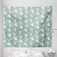 thumbnail image 1 of Angel Tapestry, Christmas Angels Silhouettes on Striped Background Noel Yule Theme, Fabric Wall Hanging Decor for Bedroom Living Room Dorm, 5 Sizes, Pale Almond Green White, by Ambesonne, 1 of 1