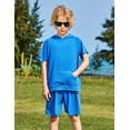 thumbnail image 4 of Arshiner Boys 2 piece outfits Letter Graphic Colorblock Short Sleeve Hoodie Short Sets, 4 of 7