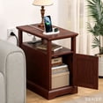 thumbnail image 2 of Hommpa Farmhouse Narrow End Table with Charging Station, Sofa Side Table with Barn Door and Storage Shelf for Small Spaces, Nightstand Bedside Table for Living Room, Bedroom, Brown, 2 of 5
