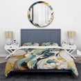 thumbnail image 3 of Designart "Liquid Ink Abstraction Harmony Blue and Yellow Fusion III" Abstract Liquid ink Bedding Covert Set - Abstract Blue Modern Bed Set With 2 Shams, 3 of 5