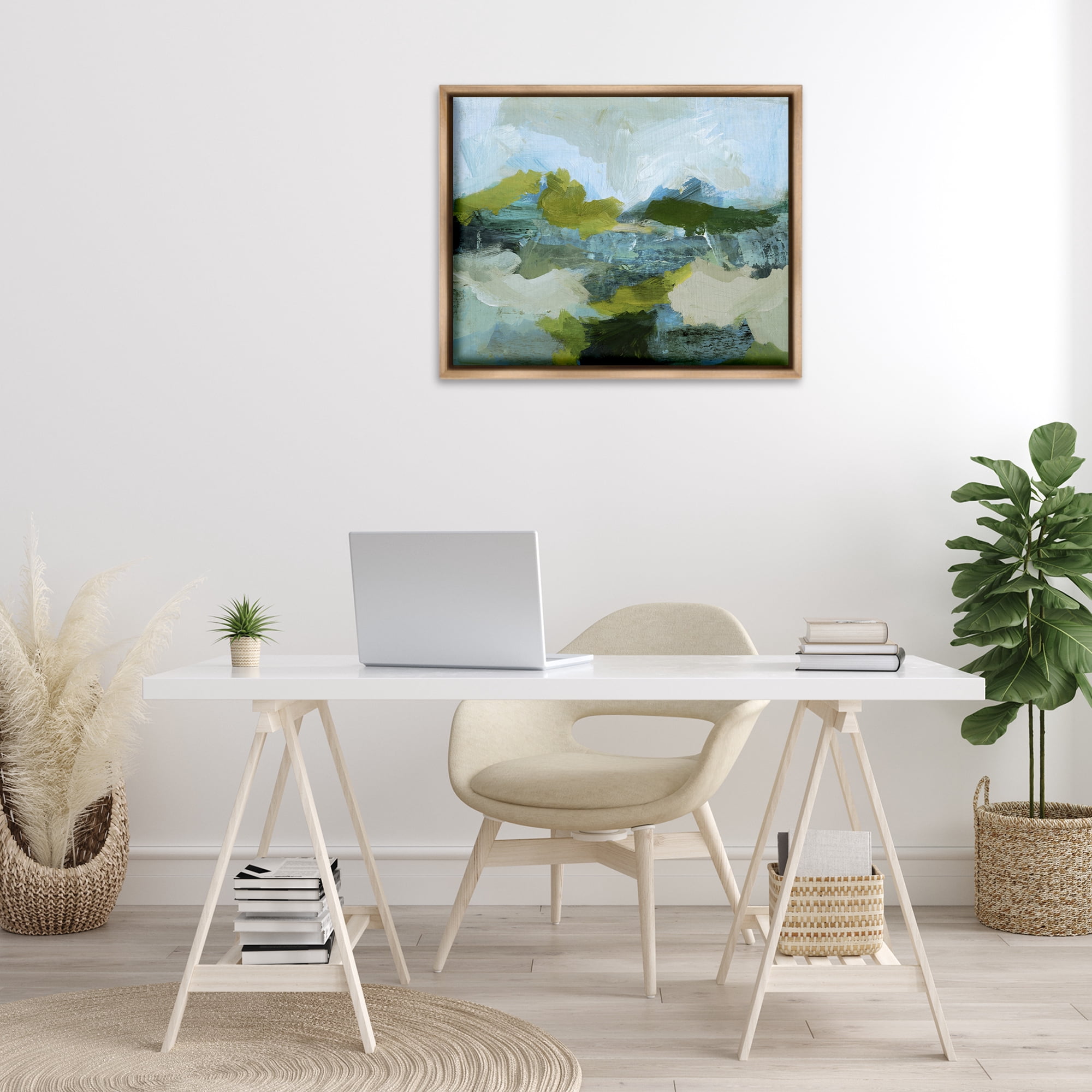 Stupell Industries Expressive Abstract Scenery Abstract Painting Brown Floater Framed Canvas Art Print Wall Art, 31 x 25
