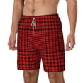 thumbnail image 2 of Gaeub Red Black Houndstooth Mens Swim Trunks Stretch Beach Shorts Quick Dry for Men Swim Shorts Swimwear with Pockets- Small, 2 of 9