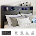 thumbnail image 5 of King Bed Frame with Storage, LED Headboard, USB Ports, & Dark Black Wood Platform - Bedroom Furniture, King Size, Noise-Free, Easy Assembly, 5 of 7