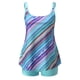 thumbnail image 4 of Gibobby Trajes de Baño para Mujer Trajes de baño de talla grande para mujer Trajes de baño de dos piezas Control de barriga Torso largo Camisetas sin man(Azul claro,G), 4 of 5