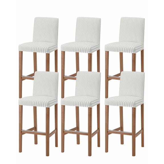 Sage Green Striped Bar Stool Covers - Stretch Dining Chair Covers Set of 6, Sage Green White Stripes Farmhouse Bar Chair Cover Removable Counter Stool Pub Chairs Slipcovers Protectors for Cafe