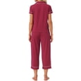 thumbnail image 3 of INSPIRE CHIC Women's Capri Pajamas Short Sleeve Button Down Tops with Pants 2 Piece Sleepwear Lounge Set with Pockets S Red, 3 of 6
