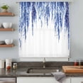 thumbnail image 5 of Navy Blue Sheer Curtains 63 Inches Long, Summer Botanical Leaves Watercolor Light Filering Curtains, Breathable Simi Curtain Privacy Drapes for Living Room Bedroom Lightweight Window Treatment, 5 of 9