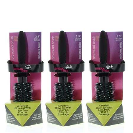 Wet Brush Pro Smooth & Shine 2.5 inch Medium Barrel Round Brush Thick/Course Model# BWP834SSTC2.5R (3 Pack)