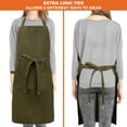 thumbnail image 3 of OPUX Chef Apron for Men, Kitchen Apron with Pockets for Women, Large Unisex Canvas Apron for Cooking Grilling BBQ Baking, Heavy Duty Apron for Work, Olive Green, 3 of 8