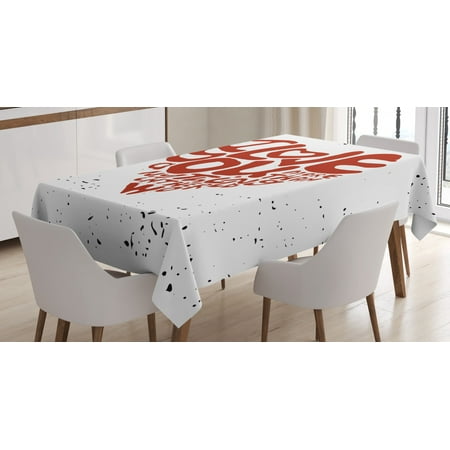 

I Love You More Tablecloth More Than Anything in the World in a Heart Shape with Grungy Color Splashes Rectangular Table Cover for Dining Room Kitchen 60 X 90 Inches Ruby White by Ambesonne