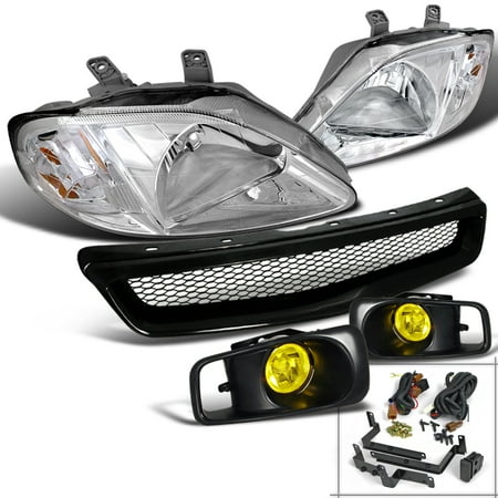 Spec D Tuning 1999 2000 Honda Civic Si Lx Dx Crystal Headlights Abs Spec D Tuning 1999 2000 Honda Civic Si Lx Dx Crystal Headlights Abs Mesh Grille Guard Yellow Fog Lamps 99 00