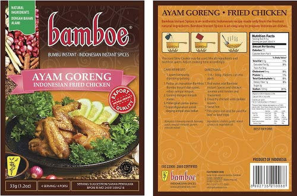 Bamboe - Ayam Goreng/Indonesian Fried Chicken - 6 x 1.2 oz - Product of Indonesia by Bamboe