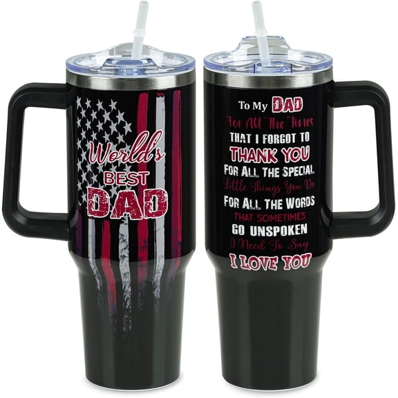 Gifts For Dad From Daughter, Son, Wife - Christmas, Father''s Day, Valentines Day, Birthday Gifts For Dad, Father Gifts, Papa Gifts - 40 oz Stainless Steel Tumbler with Handle and Straw