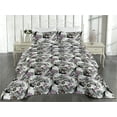 thumbnail image 2 of Ambesonne Floral Quilted Bedspread Set 3 Pcs, Magnolia Flowers Dots Leaves, Queen, Grey Brown and Pale Purple, 2 of 4