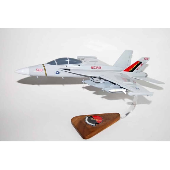VAQ-133 Wizards EA-18G Growler Model, Navy, 1/40th (18") Scale, Mahogany