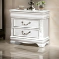 thumbnail image 2 of Aleci 24 Inch Nightstand, 2 Drawers, Carved Details, Solid Wood, White, 2 of 6