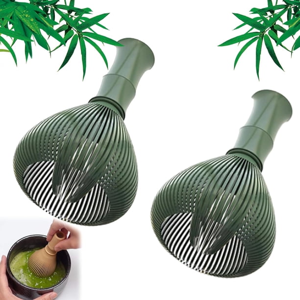 Batidor matcha de silicona, batidor matcha de silicona con soporte para batidor matcha, batidor matcha de gr alimenticio, cepillo para polvo de resina Matcha Chasen (2 unidades, verde, sin soporte)