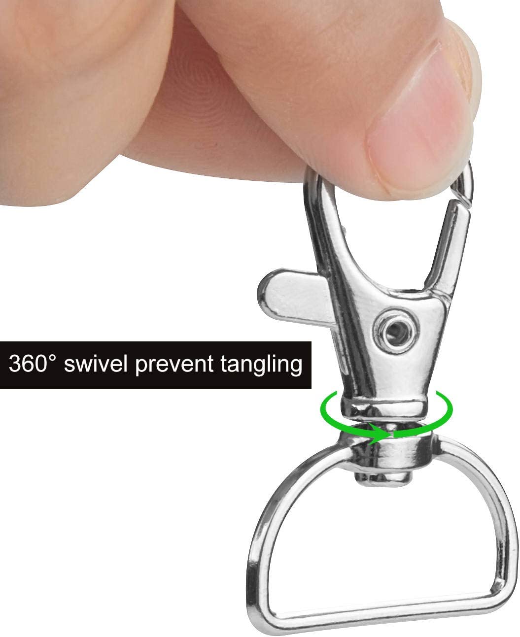 ABCISI 100 Pack Lobster Claw Clasps for Keychains, 3/4 inch Lanyard Clips D Ring Swivel Clasp Hook, Metal Lobster Clasp for Key Chain, Crafts and Purse DIY Lanyard Making