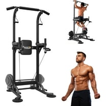 Power Tower Pull Up Bar for Home Gym, Multi Functional Pull Up Stand Dip Station with Barbell Hook and Dumbbell Stand, Adjustable Height Workout Dip Station Strength Training Fitness Equipment