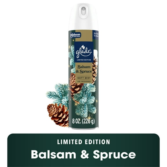 Glade® Odor Fighting Soft Mist Air Freshener Room Spray Stocking Stuffer, Balsam & Spruce, 8oz., 1 Count