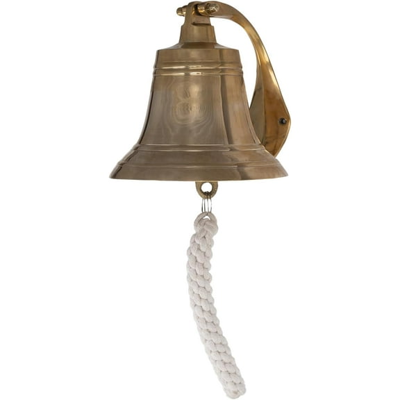 Inanosa 6" Premium Brass Finish Decorative Metal Bell | Nautical Home Décor, Ship Bells | Metal Hanging Bell for Home, 1pc