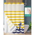 thumbnail image 3 of No Hook Shower Curtains, Yellow Striped Standard Bathroom Curtains with Snap in Liner, Navy Blue Nautical Anchor Geometric Waterproof Washable Fabric Bathroom Shower Curtain Sets, 60" x 72", 3 of 7
