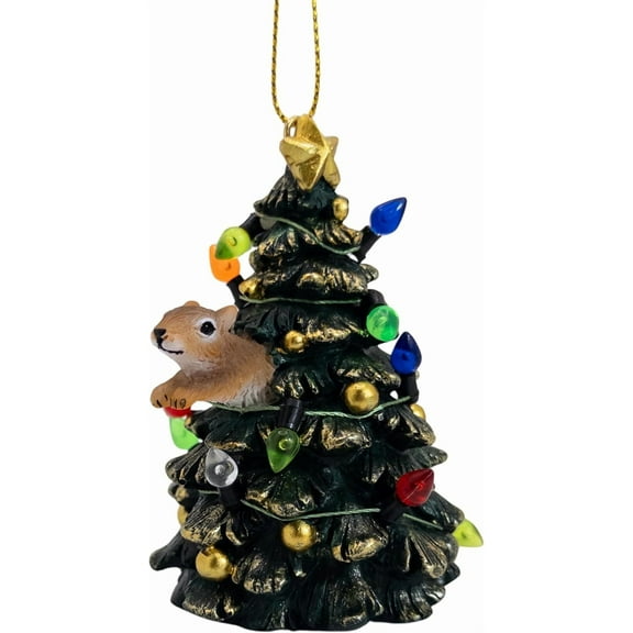 Squirrel Jumping Out of Christmas Tree Funny Ornament