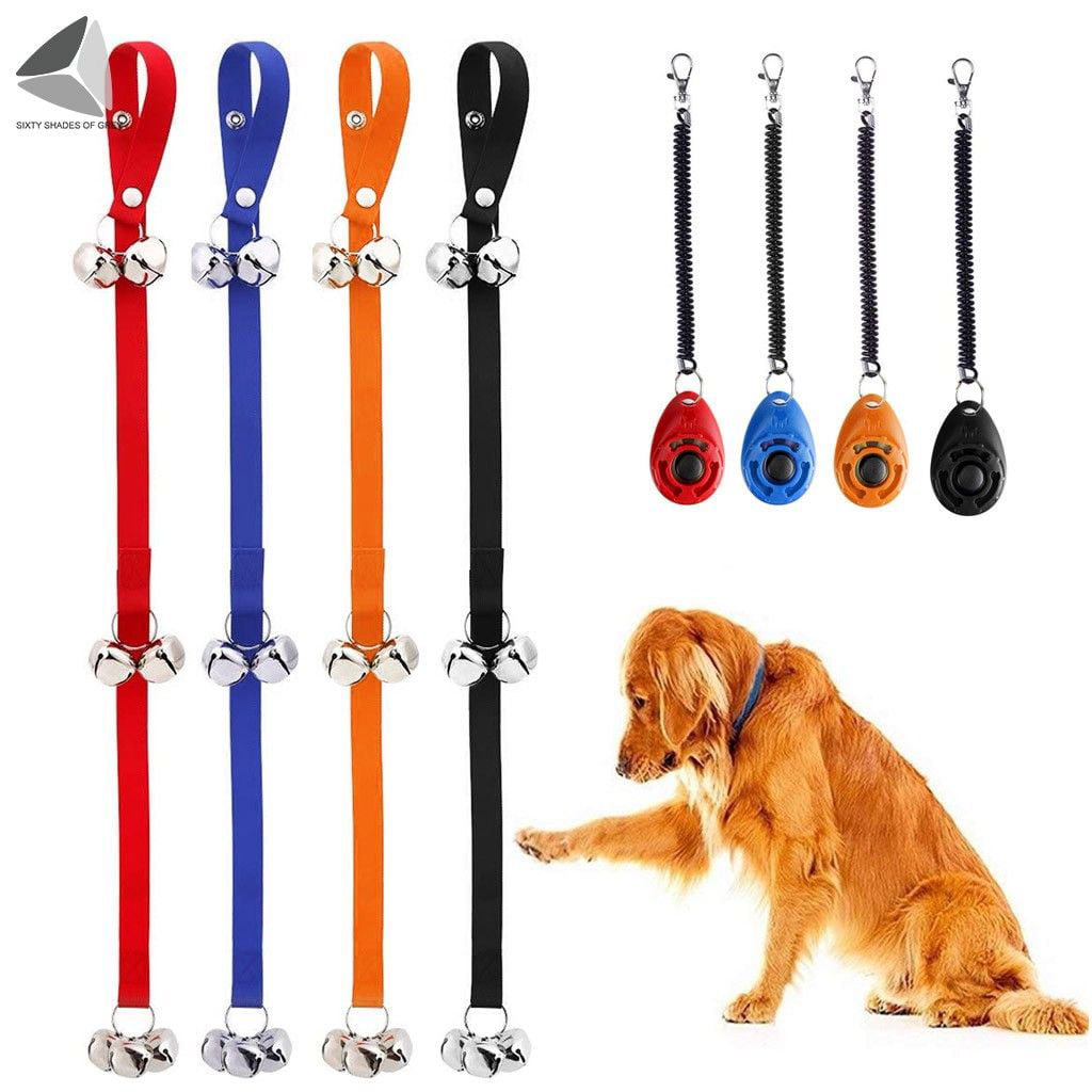 Dog Bells for Potty Training and Communication Device SOMOS 4 Pack Dog Training Tool 2 Pack Pet Training Bells and 2 Pack Dog Training Clicker 