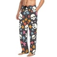 thumbnail image 5 of Cotton Mens PJ Pajama Pants Bottoms Waistband Sleepwear with Pockets Skulls and Flower, 5 of 7
