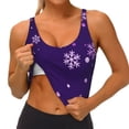 thumbnail image 3 of Fotbe Crystal Purple Snowflake Sujetador Deportivo Largo sin Aros para Mujer con Almohadillas y Soporte Medio, Transpirable y Absorbente, Camiseta Tipo Chaleco o Tank Top-Large, 3 of 8