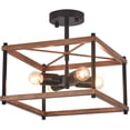 thumbnail image 2 of DENEST Rustic Wood Pendant Light Industrial Chandelier Vintage Edison Ceiling Lighting, 2 of 7
