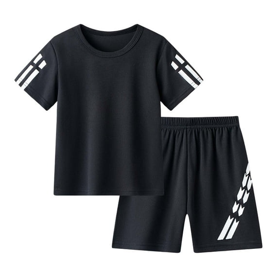 Toddler Boy Summer Shorts Clothing Set 6 12 18 24 Months 2T 3T 4T Tractor Embroidery Short Sleeve T-shirt Plaid Shorts 2 Pcs Summer Outfit Gibobby(4-5 Years,Black)