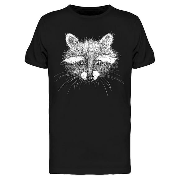 Hand Drawn Raccoon Art T-Shirt Men -Image by Shutterstock, Male Large