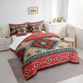 thumbnail image 3 of Feelyou Retro Aztec Adult Bedding Comforter Set 7pcs, Red Mandala Triangle Queen Bedding Sets, Bohemian Southwestern Theme Reversible Queen Sheet Sets, Breathable Home Decor, 3 of 8