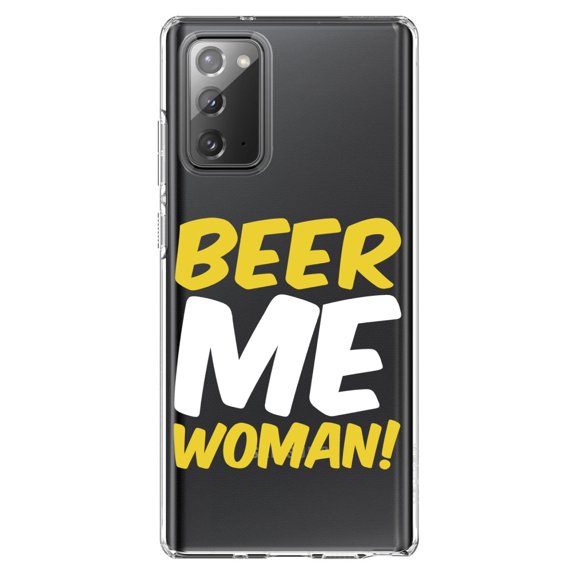 DistinctInk Clear Shockproof Hybrid Case for Galaxy Note 20 ULTRA (6.9" Screen) - TPU Bumper Acrylic Back Tempered Glass Screen Protector - Beer Me Woman!
