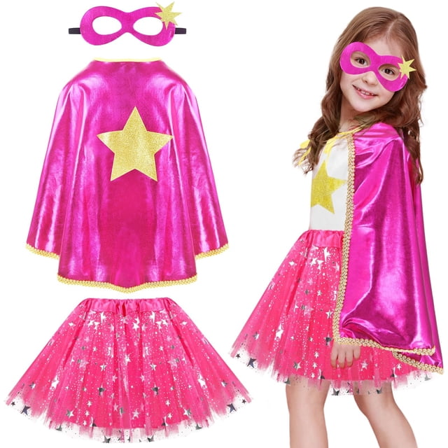 Disfraz con capa y máscara de superhéroe de Lewin Kids, tutú para niñas