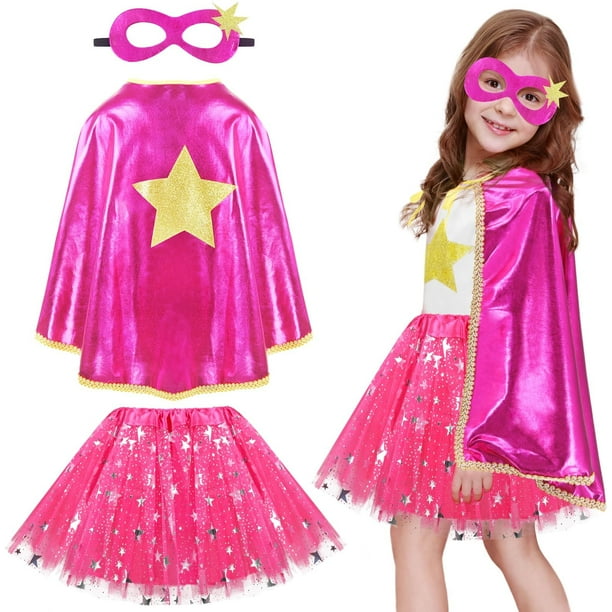 Disfraz con capa y máscara de superhéroe de Lewin Kids, tutú para niñas