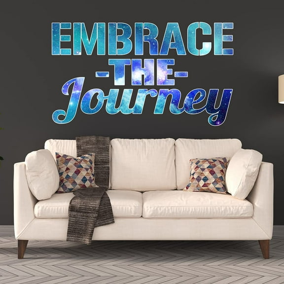 VWAQ Embrace The Journey Wall Sticker Printed Galaxy Quote Letter Decals for Wall Art - PT4 12"H X 20"W