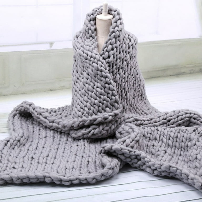 Chunky Wool Blanket Hat Blanket Crochet Arm Kniting Bed Throw