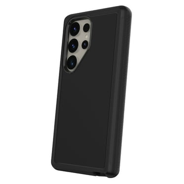 onn Rugged Phone Case with Holster for Samsung Galaxy S24 Ultra 5G, Black