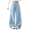 thumbnail image 2 of WULMLEO Wide Leg Sweatpants Women Baggy Elastic High Waisted Lounge Pants 2026 0versized Soft Relaxed Fit Workout Trousers with Pockets Sky Blue S, 2 of 9