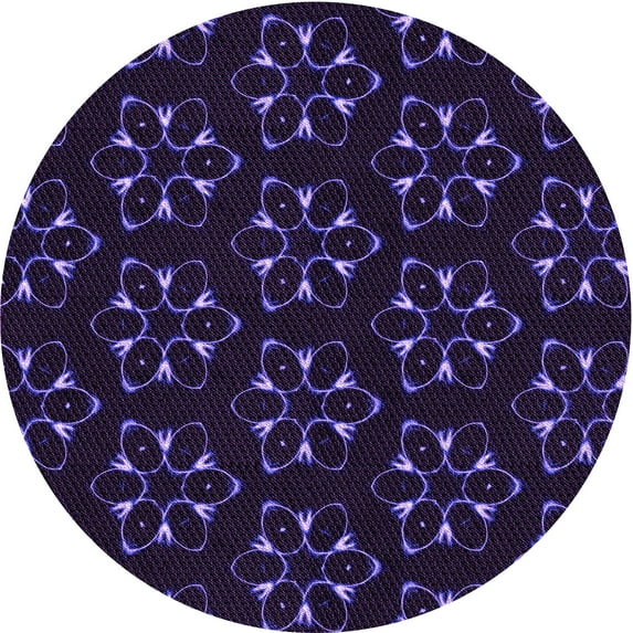 Ahgly Company Indoor Round Patterned Deep Purple Area Rugs, 5' Round